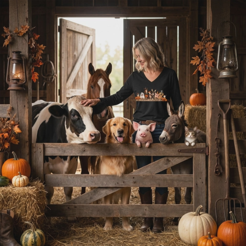 Happy Halloween Animal Shirt | Horse & Farm Halloween Long Sleeve